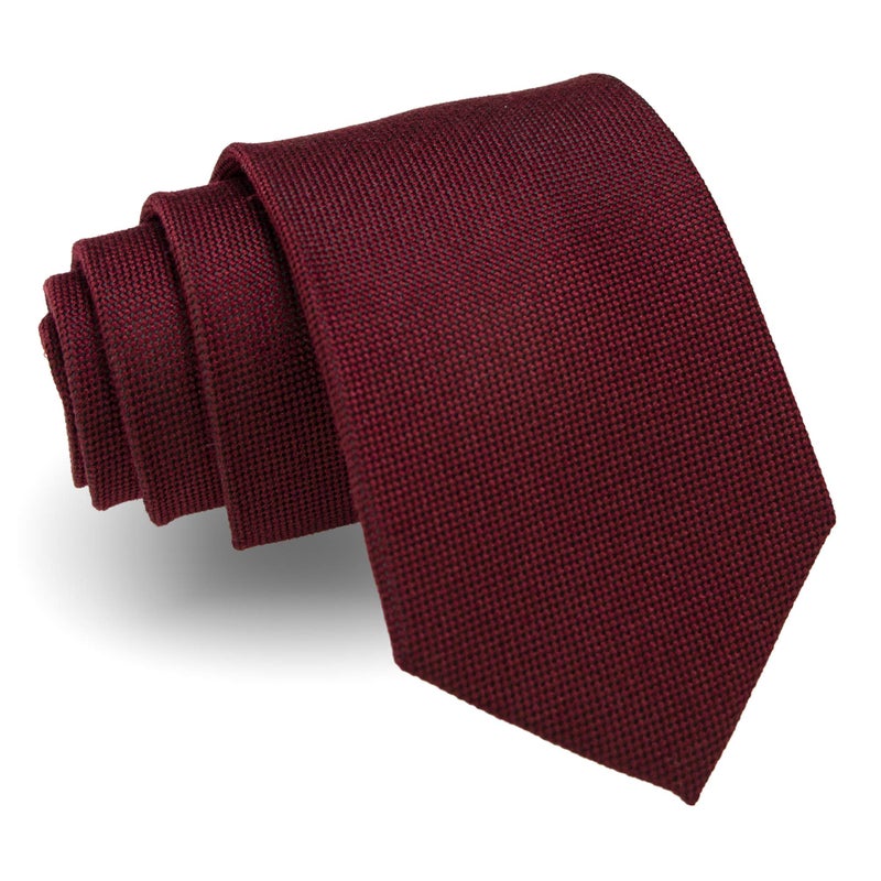 JEMYGINS Burgundy Wool Tie Cashmere Necktie and Pocket Square with Tie Clip Sets for Men(3) - Image 3